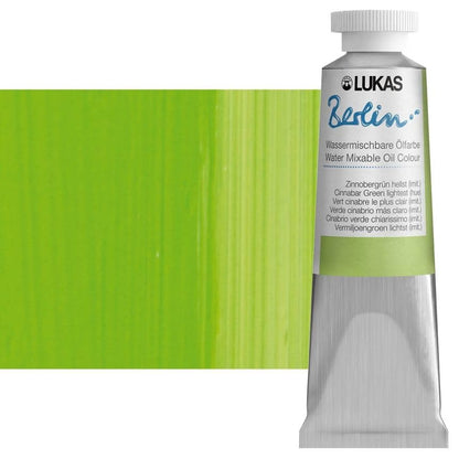 Lukas Berlin Pro Artists Water Mixable Oil Paint 37 ml Tube Cinnabar Green Light Hue, Water Soluble, Lightfast Pigments, Quick Drying, Easy Clean-Up, Eco-Friendly, Professional Quality, 40 Color Range - color: Cinnabar Green Light Hue, size: 1.25 Fl Oz (P