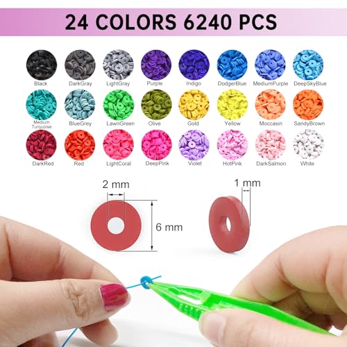 Redtwo Friendship Bracelet Kit Concert Bracelets Merch, 2 boxs 7200pcs Clay Beads Jewelry Making Kit with Number Letter Beads Album Inspired Bracelets Gift for Girls Kids Teen Crafts - color: 24 Colors 7200pcs