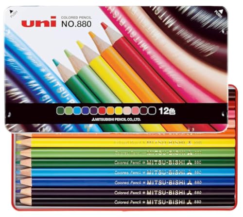 Mitsubishi Pencil K88012CP Colored Pencils, 880, 12 Colors - style: Set of 12 colors