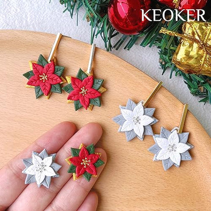 KEOKER Christmas Clay Cutters, Winter Polymer Clay Cutters for Earrings Making, 10 Shapes Holiday Clay Earrings Cutters, Poinsettia Clay Cutters, Grinch Clay Cutter (Earring Clay cutter2) - color: earring clay cutter2