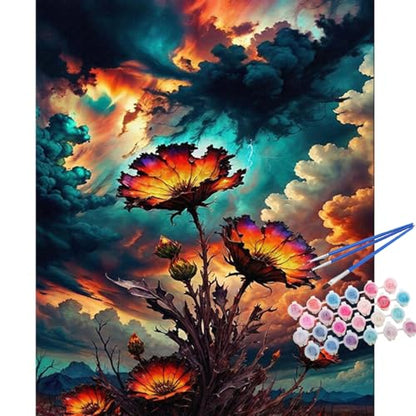 TOCARE Flowers Paint by Numbers Kit for Adults, Booming Flower Adult Paint by Number Canvas,Adults' Paint-by-Number Kits Froal Lovers 16x20inch (Without Framed) - color: TC-OPC-26