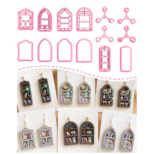 Keoker Back to School Polymer Clay Cutters, 14 Shapes Polymer Clay Bookshelf Cutters