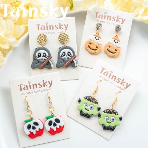 Tainsky Halloween PolymerClay Cutters - 20 Shapes Fall Polymer Clay Cutters for Earrings - color: Set D