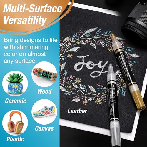 Faber-Castell Shake & Paint Markers: Metallic - 6 Count Dual Tip Acrylic Paint Pens, Markers Permanent for Clothes, Paint Markers for Wood, and Art Supplies - style: Metallic