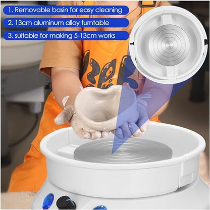 Electric Pottery Wheel with Foot Pedal, Perfect for Beginners & DIY Clay Art, Forward/Reverse Function, Ideal Ceramic Machine