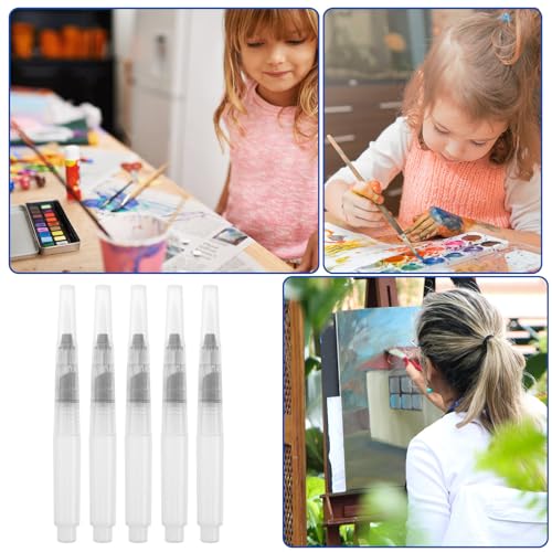 Gatuida 30 Pcs Watercolor Brush Pens, Refillable Water Brush Pen Set for Painting, Drawing, Travel, Transparent Small Pointed Tips, 4. 72 Inch