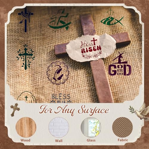 Marspark 72 Pcs Small Stencils for Crafts Reusable 3 Inch Stencils for Painting on Wood DIY Craft Paint Template for Wall Home Decor Card Rock Canvas Drawing Holiday (Jesus) - style: Jesus