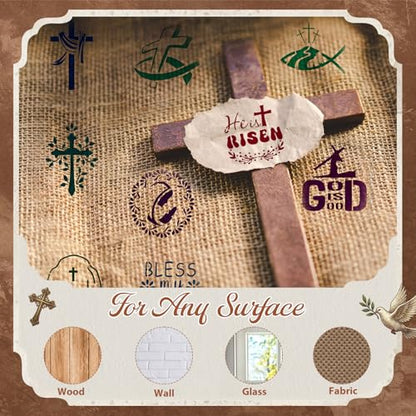 Marspark 72 Pcs Small Stencils for Crafts Reusable 3 Inch Stencils for Painting on Wood DIY Craft Paint Template for Wall Home Decor Card Rock Canvas Drawing Holiday (Jesus) - style: Jesus