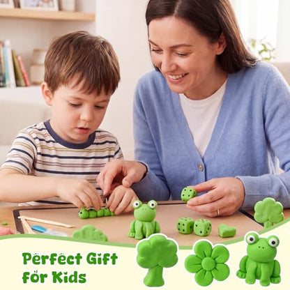 VioraWhite 40 Pcs 21oz Air Dry Clay Bulk Modeling Ultra Lightweight Foam Modeling Clay for Kids Adults DIY Crafts Party Arts and School Project Gifts Supplies(Green) - color: Green