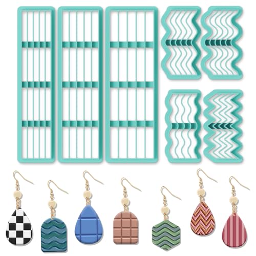 ORIGACH 7 Pcs Stripes Waves Polymer Clay Cutters Set Earring Clay Cutter DIY Craft Supplies for Earring and Jewelry Making - style: Stripes Waves