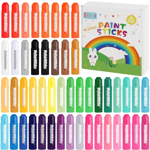 Solid Tempera Paint Sticks 48 Colors, Washable Paint Sticks Bulk, Quick Drying, Non-Toxic, Rainbow Colors Tempera Stick for Kids Toddler, No Mess Art Supplies for Paper Wood Glass Ceramic Canvas - color: 48 Colors