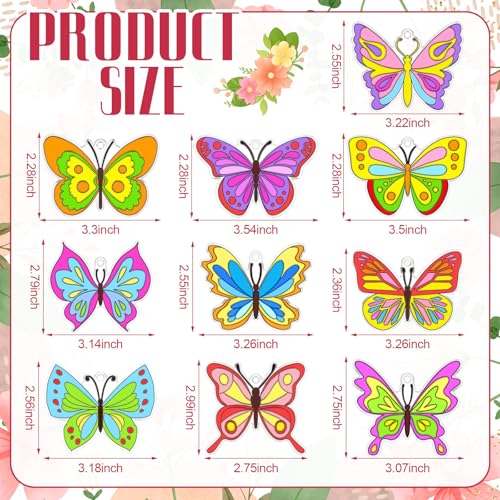 WinnerWhy 30 Sets Butterfly Suncatchers Window Art Kits, Spring DIY Sun Catchers Bulk Crafts Paint Your Own Window Ornaments for Party Birthday Activity Home Decor - style: Butterfly Style