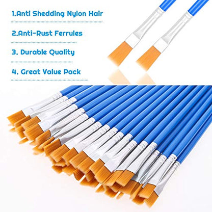 50 Pcs Flat Paint Brushes for Touch Up, Anezus Small Paint Brushes for Classroom Craft Brushes for Acrylic Watercolor Face Painting - style: flat