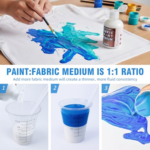 Falling in Art 8 Oz Professional Fabric Paint Medium for Fabric Painting, Acrylic Fabrics Medium for T-Shirts, Bags, and DIY Projects