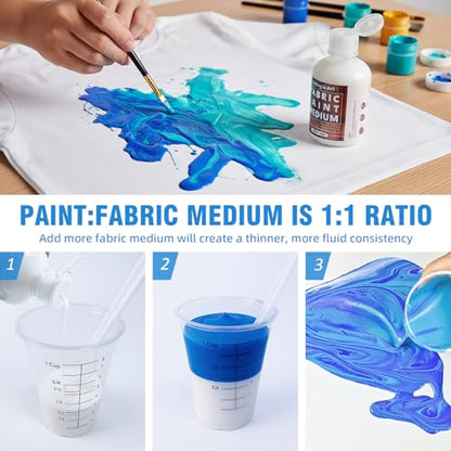 Falling in Art 8 Oz Professional Fabric Paint Medium for Fabric Painting, Acrylic Fabrics Medium for T-Shirts, Bags, and DIY Projects