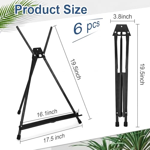 Zonon 6 Pcs Aluminum 15'' to 21'' Tabletop Display Easel for Painting Adjustable Folding Table Stand with Extension Arms Rubber Feet for Whiteboard Canvas Poster Sign Picture Artist(Black) - color: Black