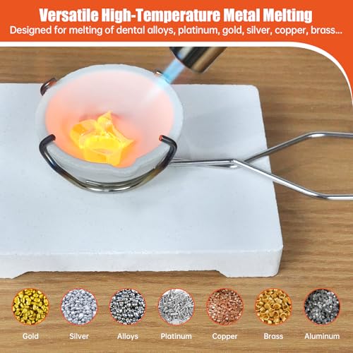 9 Pieces Graphite Torch Melting Casting Kit, Includ 2 Crucible Stir Stick|Casting Mould|11 in 1 Ingot Mould|Quartz Plate|Crucible|Cylindrical Graphite|Quartz Crucible|Whip Tongs,Gold Metal Melting Kit