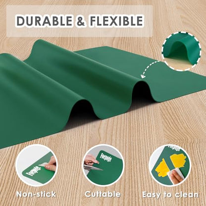 31.5" x 23.6" Extra Large Silicone Mat for Resin Casting, Crafts and Epoxy, Nonstick Silicone Sheet for Jewelry Casting Molds, Countertop Protector Mat Heat Resistant Placemats by Foepoge, Dark Green - color: Drak Green