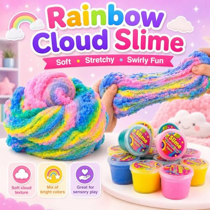 4 Textures - 80 Pack Slime Kit for Girls Boys, with Galaxy, Butter, Cloud, Clear Slime, Bulk DIY Putty Toys for Kids Party Favors, Sensory Stress Relief Birthday Gifts for Ages 4-8 8-12, Non-Stick - style: 80 Pcs Explore 4 Slime Textures