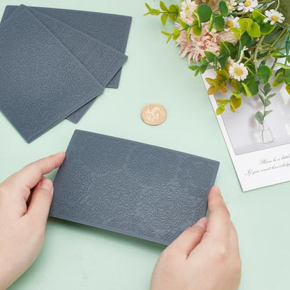 HOBBIESAY 4pcs Polymer Clay Texture Sheets Set Texture Sheets Polymer Clay Works with Polymer Clay Cutter Effect as Polymer Clay Texture Roller Leaves and Flowers for DIY Clay Making