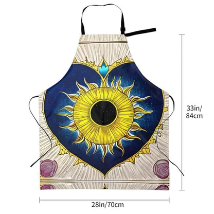 Cartoon heart sun Heavy Duty Waterproof Apron with Pockets for AdultsResistant Grilling, Gardening, Painting - color: Cartoon Heart Sun