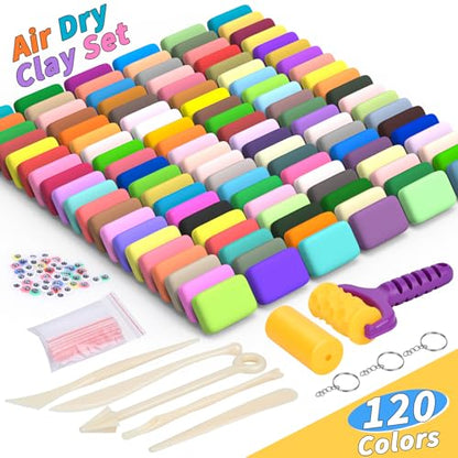 169 Pcs Air Dry Clay 120 Colors Modeling Model Magic Clay for DIY Molding Starter Kit with Sculpting Tools,Ultra Light Soft Non-Toxic Arts & Crafts Gift for Boys Girls Birthday Party Favors