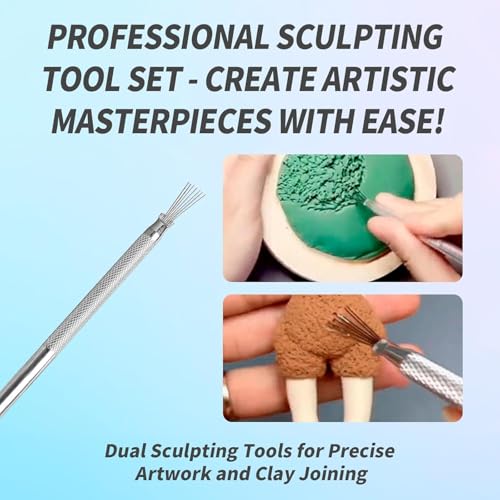 YAFIYGI 5 Pcs Ceramics Tools Kit Pottery Tools Carving Clay Needle Tools Clay Needle Tools Ceramic Sculpting Modeling and Texturing Supplies for Artistic Creations Feather Wire Texture Tools - color: 5 Pack