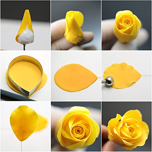KALAIEN 23pcs/set Rose Petal Cutter Set Gum Paste Fondant Cake Cutters kitchen Supplies Baking Mould - color: Rose Petal Cutter Set (23pcs)