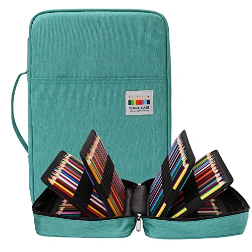 Large Capacity Pencil Case for Adults, 304 Slots Pen Case Pencil Case Multi Compartments Slot Pen Organizer Bag for Colored Pencils, Markers, Gel Pencils - color: Green