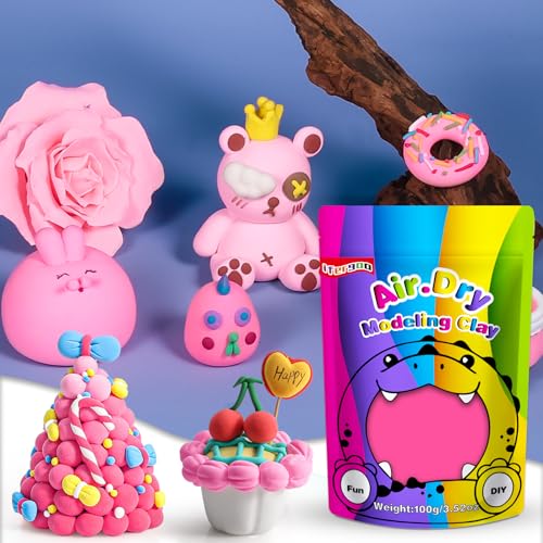 ifergoo Pink Air Dry Clay, DIY Creative Modeling Clay for Kids, Super Light Magic Foam Clay for Kids Age 3-12, Soft, No-Sticky & Non-Toxic, Molding Clay for School Art & Craft Project(Pink 100g/3.5oz) - color: Pink/100g