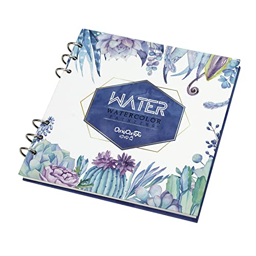 Watercolor Sketchbook - Watercolor Paper Sketch Book | Cold Press | 7.7 x 7.7 in, 20 Sheets, 140lb (300gsm) Heavyweight Paper | Loose-Leaf Binding, Lay Flat Water Journal, for Kids, Amateur - color: Succulent