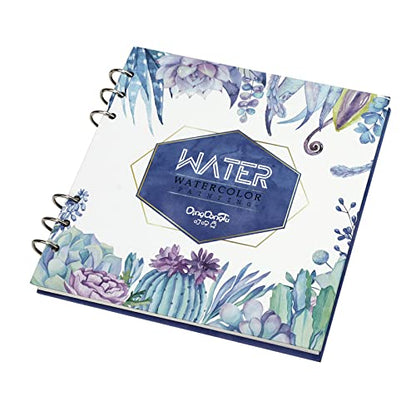 Watercolor Sketchbook - Watercolor Paper Sketch Book | Cold Press | 7.7 x 7.7 in, 20 Sheets, 140lb (300gsm) Heavyweight Paper | Loose-Leaf Binding, Lay Flat Water Journal, for Kids, Amateur - color: Succulent