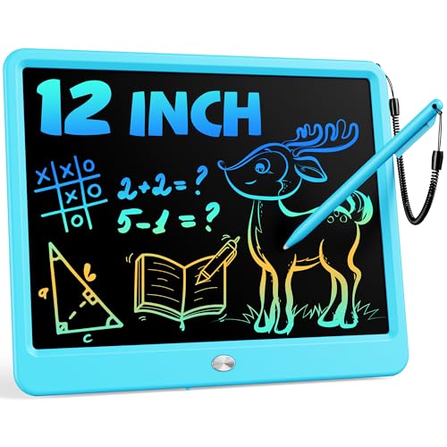 Bravokids 12 Inch LCD Writing Tablet for 3 Year Olds - Electronic Drawing Pad and Doodle Board as Educational Birthday Gifts for Girls and Boys (Blue) - color: Blue, size: 12 inch