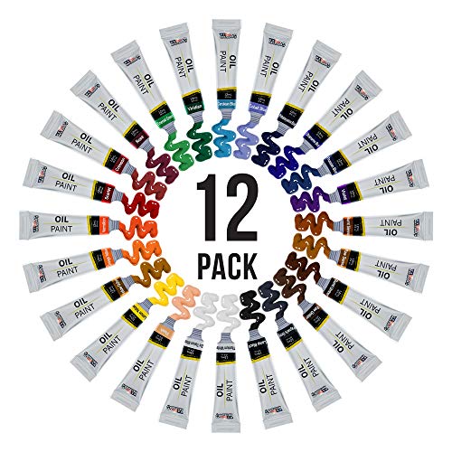 U.S. Art Supply Professional Oil Paint Set - 24 Vibrant Colors in 12ml Tubes for Canvas, Wood & Art Surfaces - Oil Based Paint for Artists, Adults & Students - style: 24-Color
