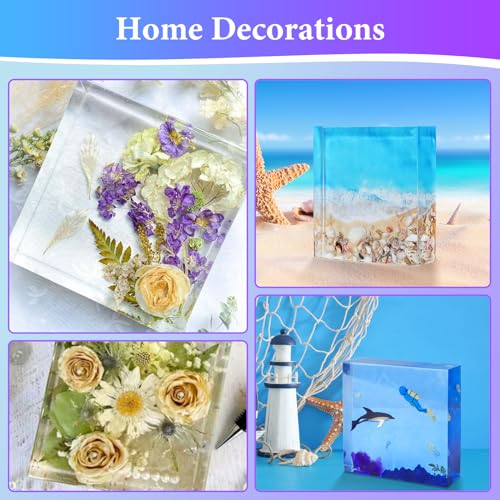 KISREL Large Square Resin Molds, Square Silicone Mold for Epoxy Resin, Large Mold for Flower Preservation, Deep Pour Molds for Furniture Decoration, DIY Wedding Bouquets, Valentine's Day Gifts - size: Square Resin Molds