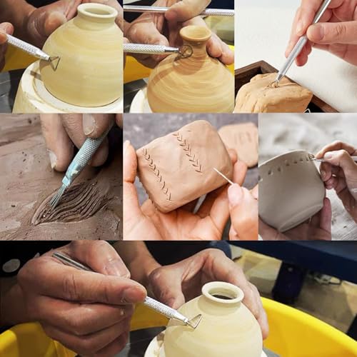 10PCS Clay Sculpting Tools Set, Stainless Steel Pottery Carving Kit with Detail Needles & Loops, for Ceramics, Polymer Clay, Air Dry Clay, Professional Modeling & Detailing Tools