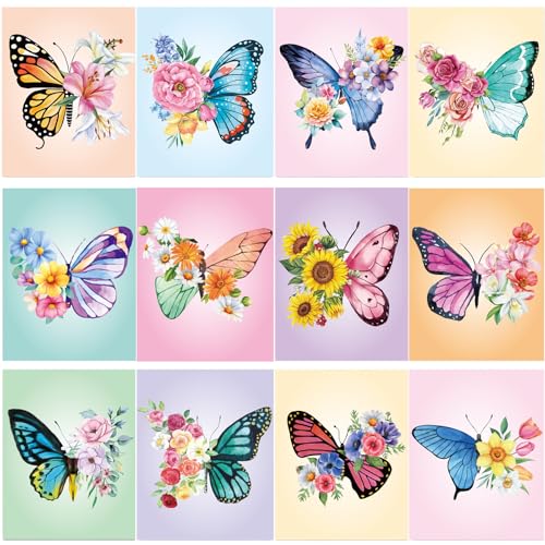 Sherr 12 Pcs Pre Drawn Canvas Pre Printed Canvas for Adults Sip and Paint Party Canvases Painting Kit for Summer Easter Mother's Day Party Favor (Butterfly,8 x 10 Inch) - size: 8 x 10 Inch, style: Butterfly