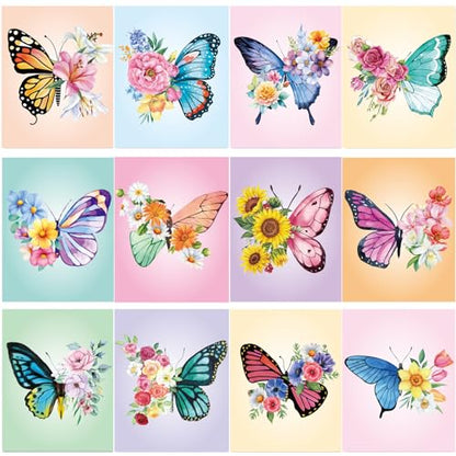 Sherr 12 Pcs Pre Drawn Canvas Pre Printed Canvas for Adults Sip and Paint Party Canvases Painting Kit for Summer Easter Mother's Day Party Favor (Butterfly,8 x 10 Inch) - size: 8 x 10 Inch, style: Butterfly