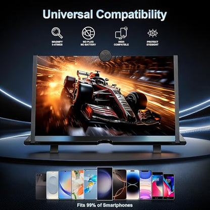 for 18" Mobile Phone Screen Magnifier 3D HD Projector Screen for Movies, Videos, Foldable Stand with Screen Amplifier, Supports All Smartphones,18 inches - size: 18 Inch