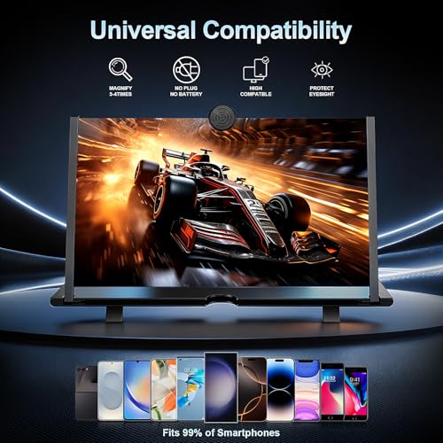 for 14" Mobile Phone Screen Magnifier 3D HD Projector Screen for Movies, Videos, Foldable Stand with Screen Amplifier, Supports All Smartphones,14 inches - size: 14 Inch