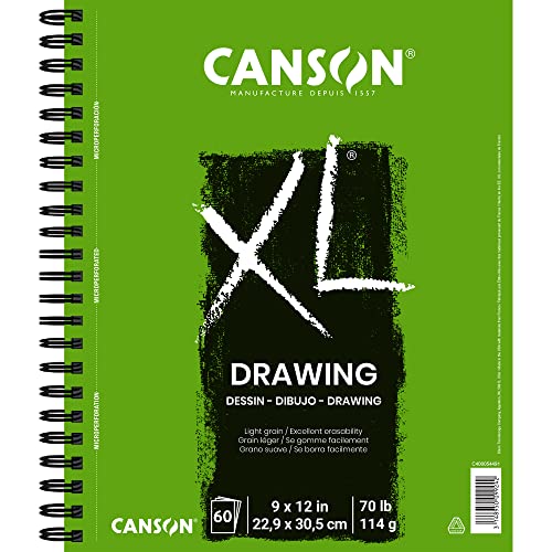 Canson XL Series Drawing Pad, Side Wire Bound, 9x12 inches, 60 Sheets - Artist Paper for Students, Marker, Pen, Ink, Pencil