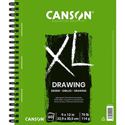 Canson XL Series Drawing Pad, Side Wire Bound, 9x12 inches, 60 Sheets - Artist Paper for Students, Marker, Pen, Ink, Pencil