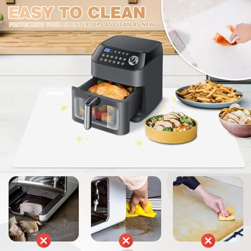 Silicone Cooktop Cover for Electric Stove - 2MM Extra ThickHeat Resistant Countertop Protector Mat - Ceramic Glass Cooktop Protector – Flat Range Top Shield, 23.6" x 15.7" Translucent (2-Pack)