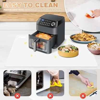 Silicone Cooktop Cover for Electric Stove - 2MM Extra ThickHeat Resistant Countertop Protector Mat - Ceramic Glass Cooktop Protector – Flat Range Top Shield, 23.6" x 15.7" Translucent (2-Pack)