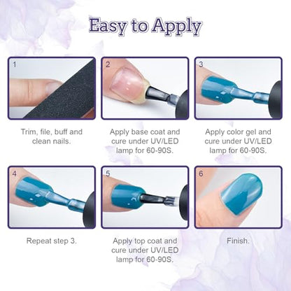 JODSONE 20 Colors Gel Nail Polish Kit with U V Light Base Top Matte Coat High Shine Vibrant Nail Gel Equipped with Manicure Tools - color: 20KIT-SUN1G-01A