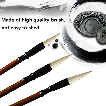 Befiy Chinese Calligraphy Brush, Writing Drawing Watercolor Ink Brushes Hubi Painting Kanji Sumi Wolf Bamboo Brushes Set for Professional Beginner (White) - color: White