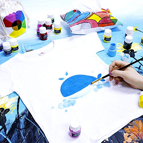 Mont Marte Signature Fabric Paint, 12pc x 0.7oz (20ml), Suitable for DIY Fashion and Homewares - color: 12 colors