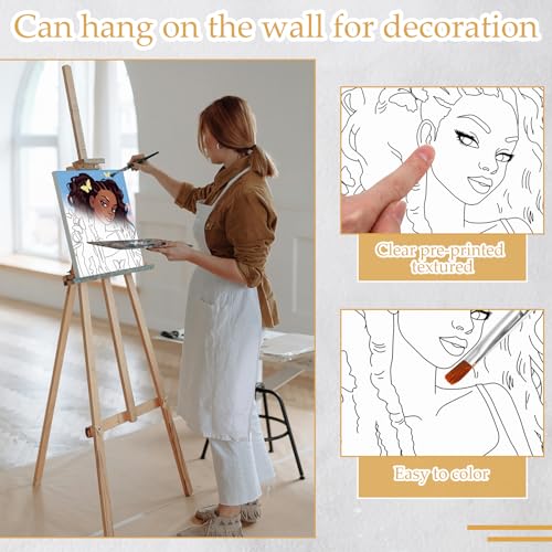 Ctosree 12 Sets Pre Drawn Canvas Kit for Painting Adults Sip and Paint Kit Art Pre Printed Canvas Bulk for Adult Date Night, Art Party & Holiday Gift(Flower Lady,8 x 10 in) - size: 8 x 10 in, style: Flower Lady