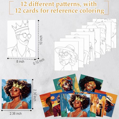 Cholemy 36 Pcs Paint and Sip Kit for Adults 8''x10'' Pre Drawn Canvas for Painting DIY Afro Acrylic Painting Kit Wood Easel Brushes Date Night Bulk for Summer 4th of July Party Gift(Black Women) - style: Black Women