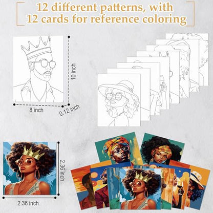 Cholemy 36 Pcs Paint and Sip Kit for Adults 8''x10'' Pre Drawn Canvas for Painting DIY Afro Acrylic Painting Kit Wood Easel Brushes Date Night Bulk for Summer 4th of July Party Gift(Black Women) - style: Black Women